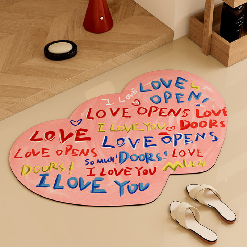 i love you colorful paint bath mat