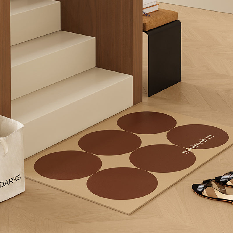 brown circle minimalism door mat