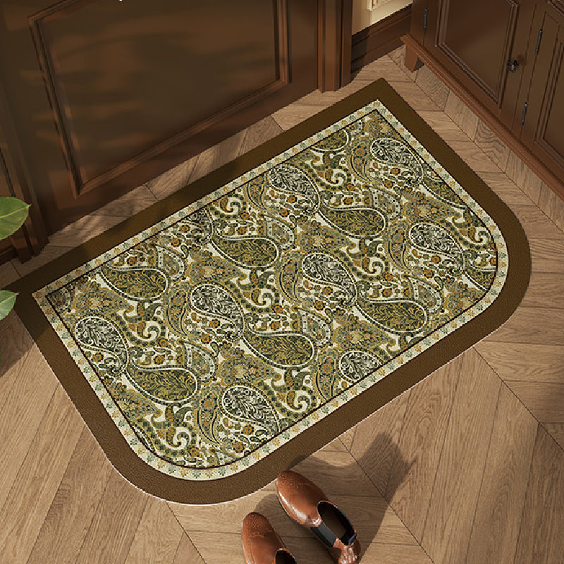 green blooming door mat