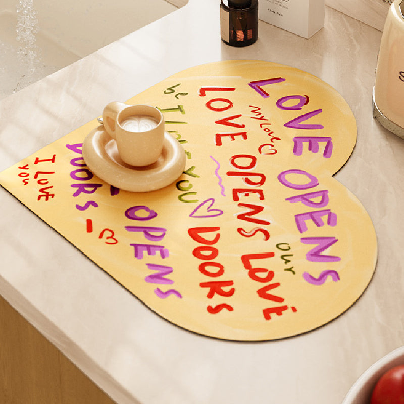 i love you colorful paint sink mat
