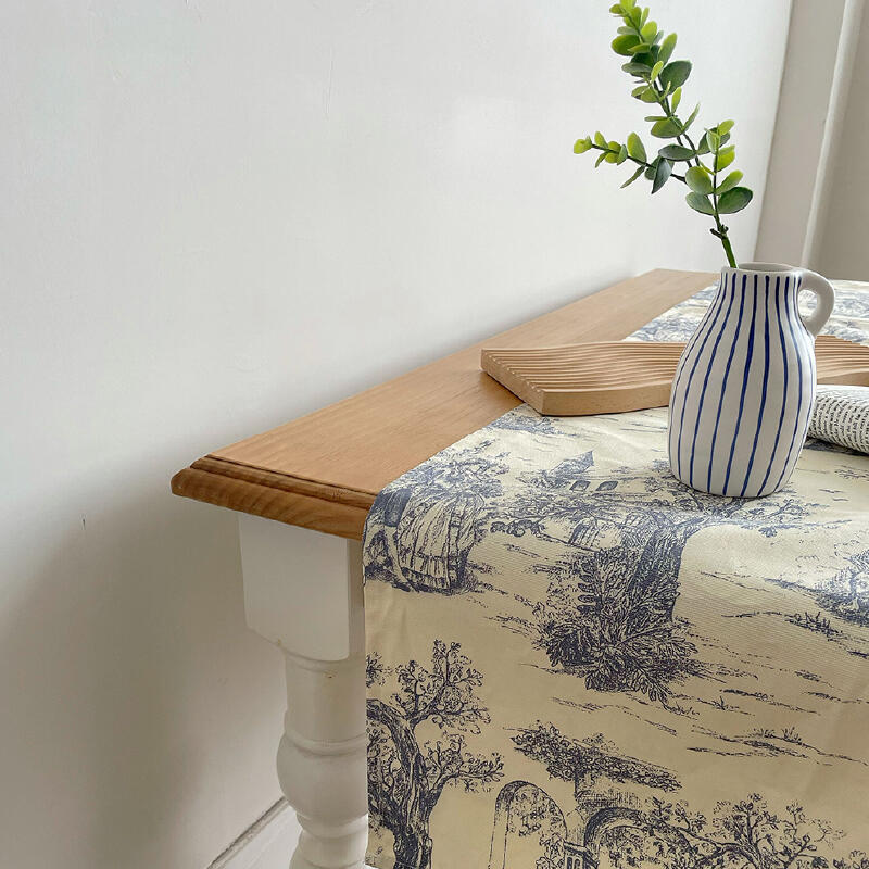 toile de Jouy blue table runner