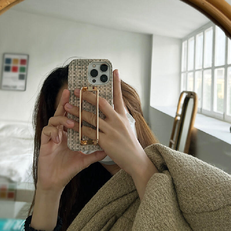 tweed square buckle iPhone case