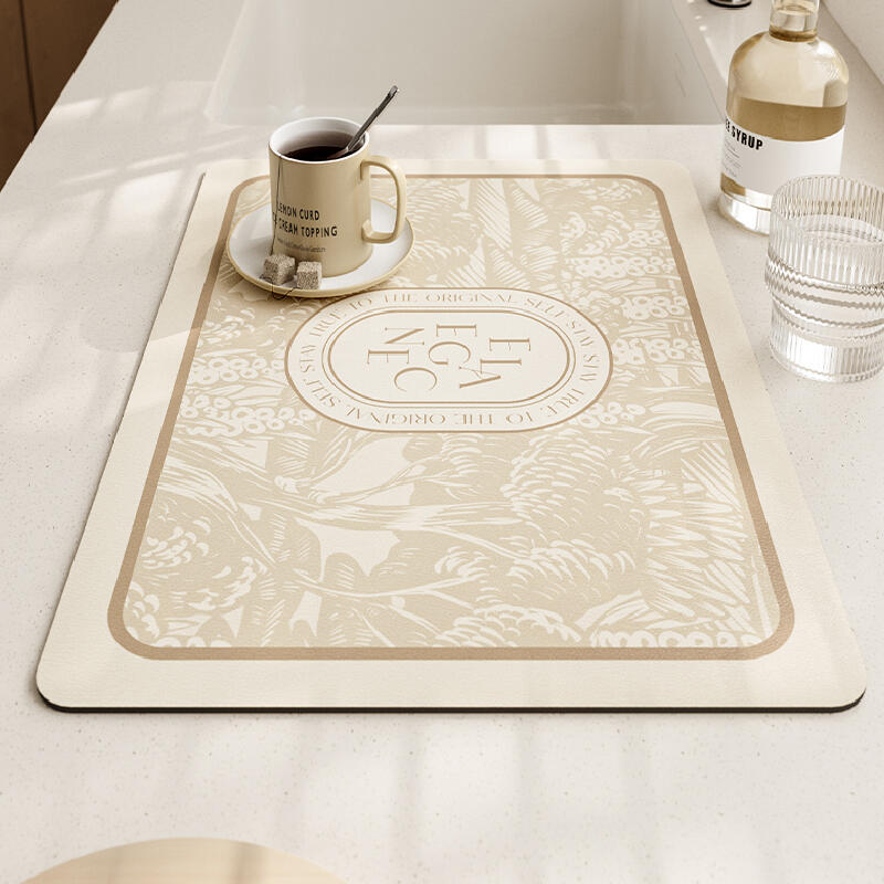 beige elegance logo square sink mat