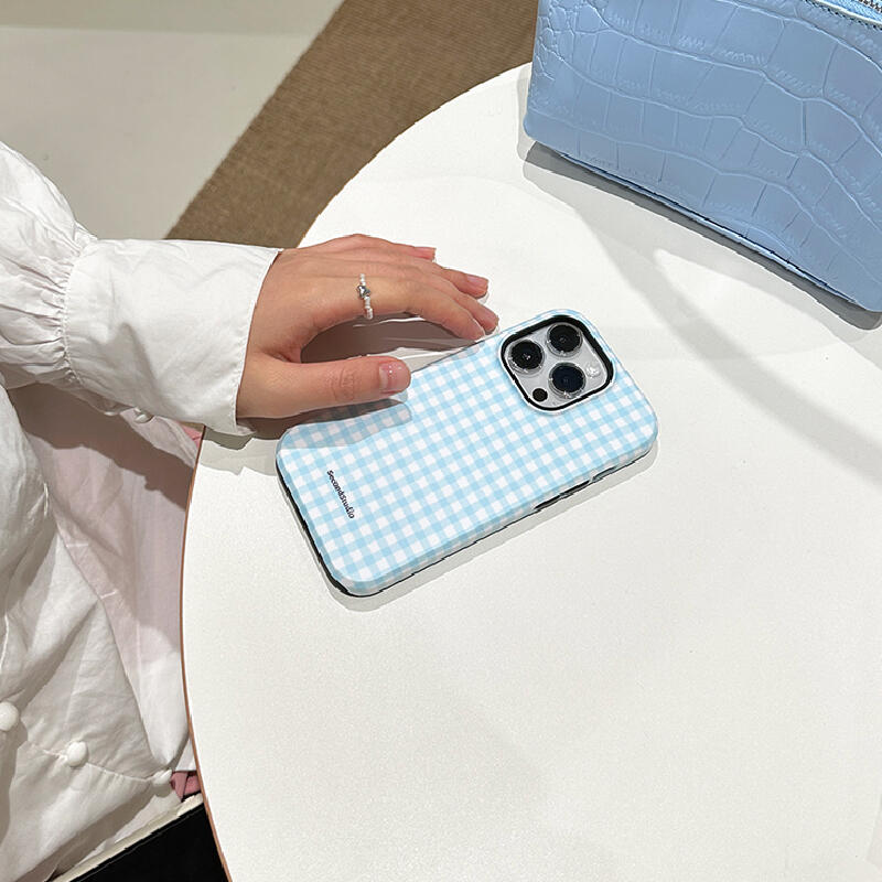 Light Blue check iPhone case