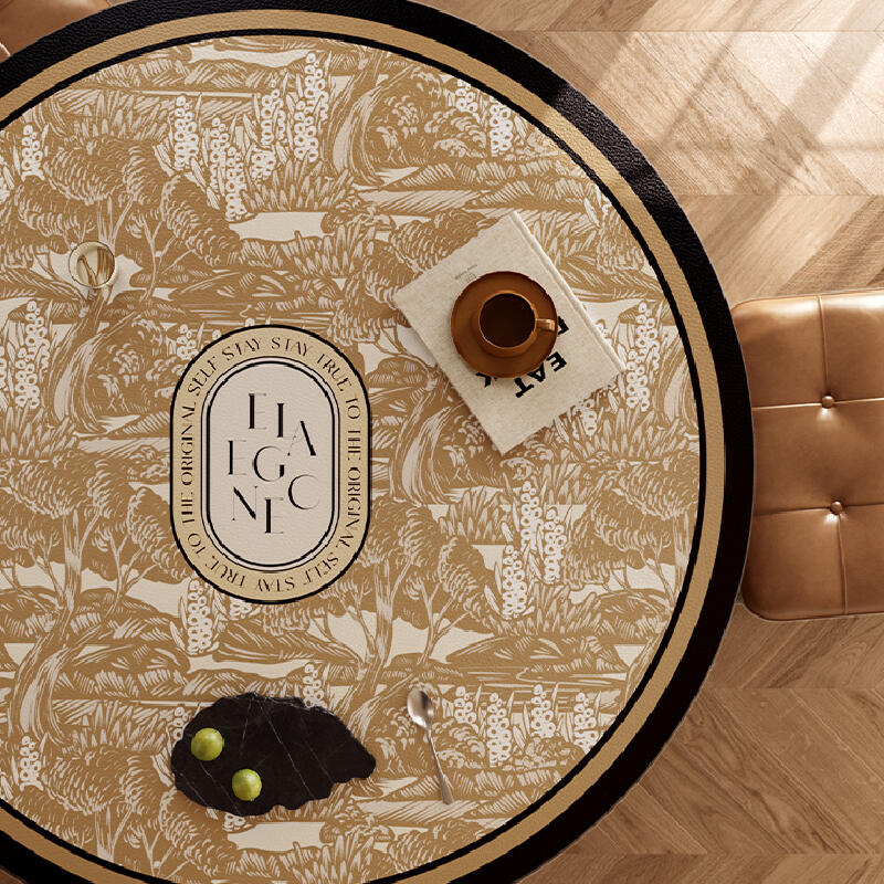 brown elegance logo round table mat