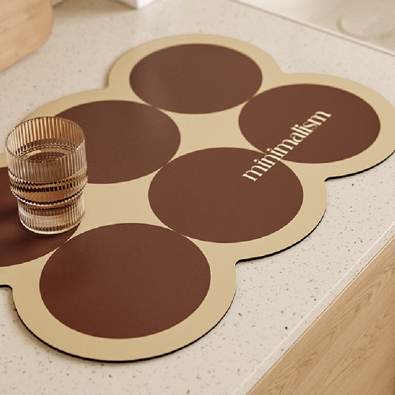 brown circle minimalism sink mat