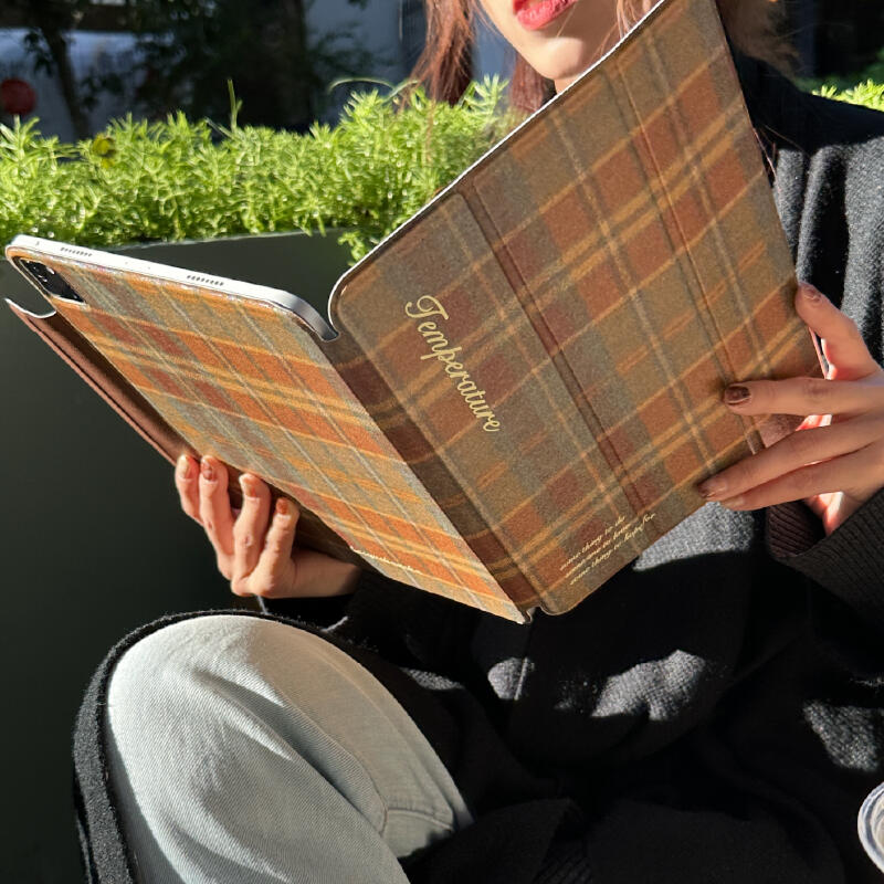 brown check iPad case