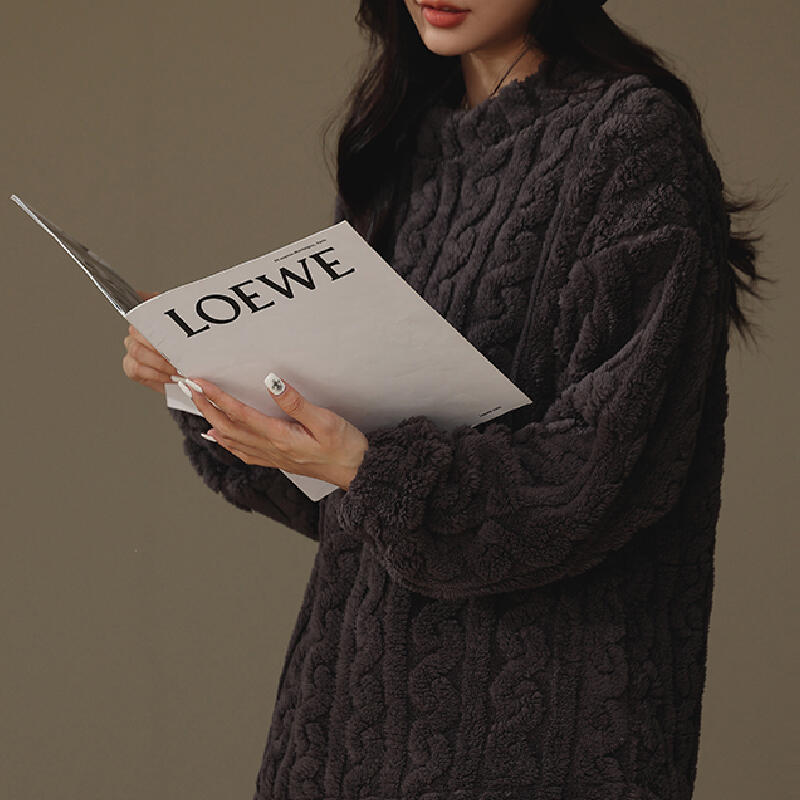 2color sweater pattern fluffy roomwear