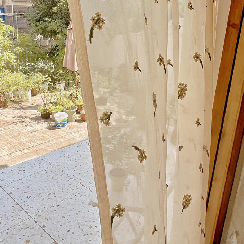 natural flower see through curtain