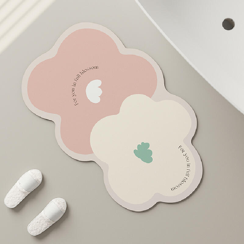 4color two tone flower bath mat