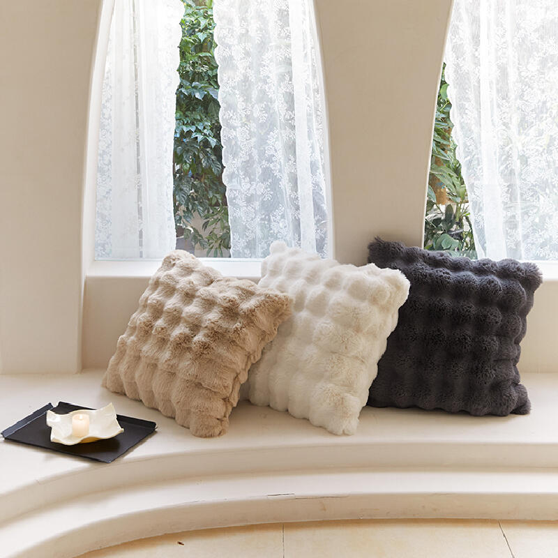 3color marshmallow fur waffle cushion