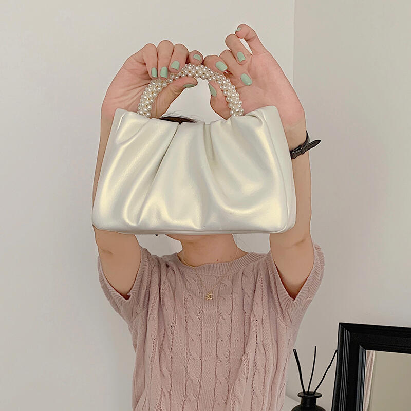 2way leather perl hand bag