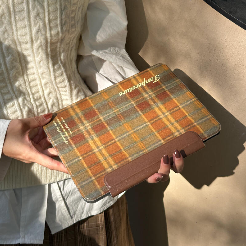 brown check iPad case