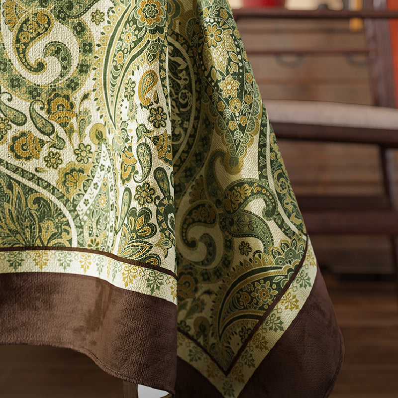 green blooming table cloth