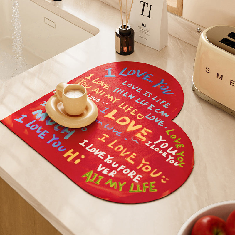 i love you colorful paint sink mat