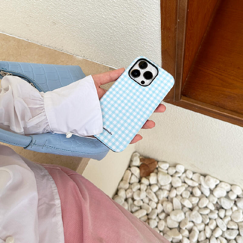 Light Blue check iPhone case