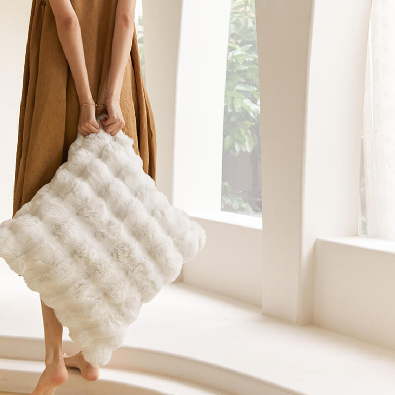 3color marshmallow fur waffle cushion