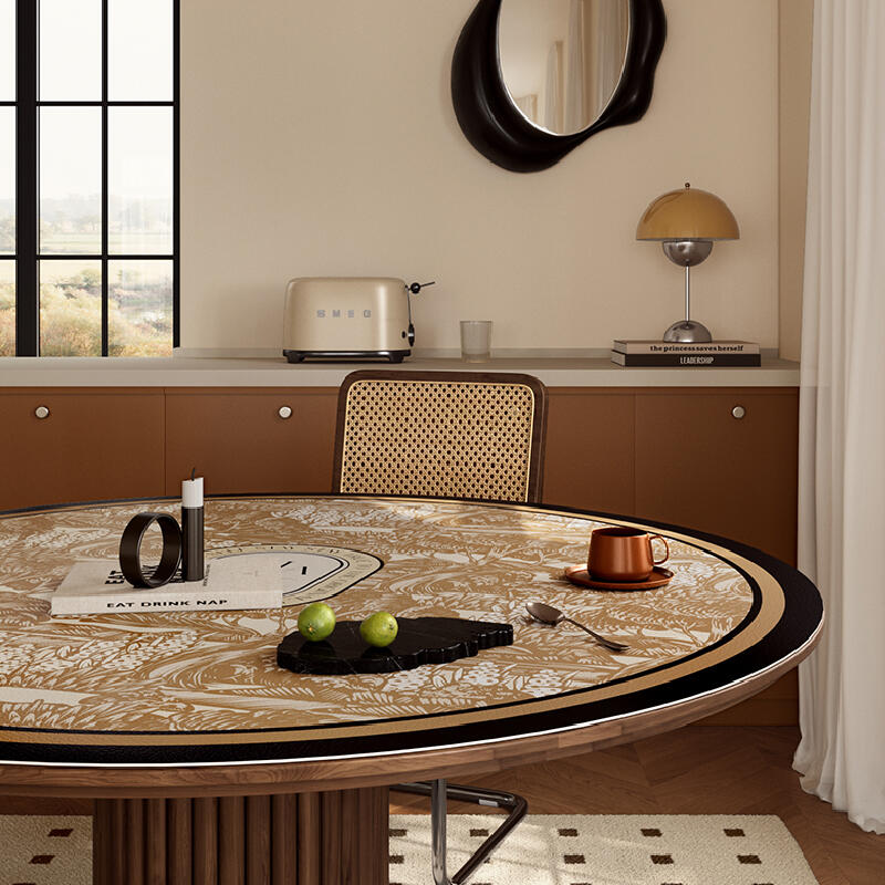 brown elegance logo round table mat