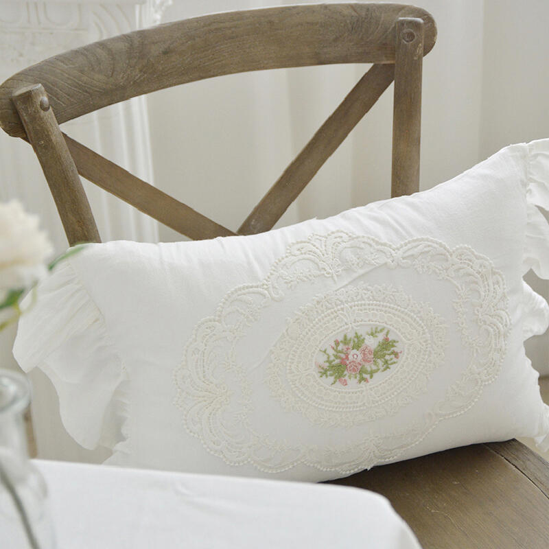 white frill flour square cushion