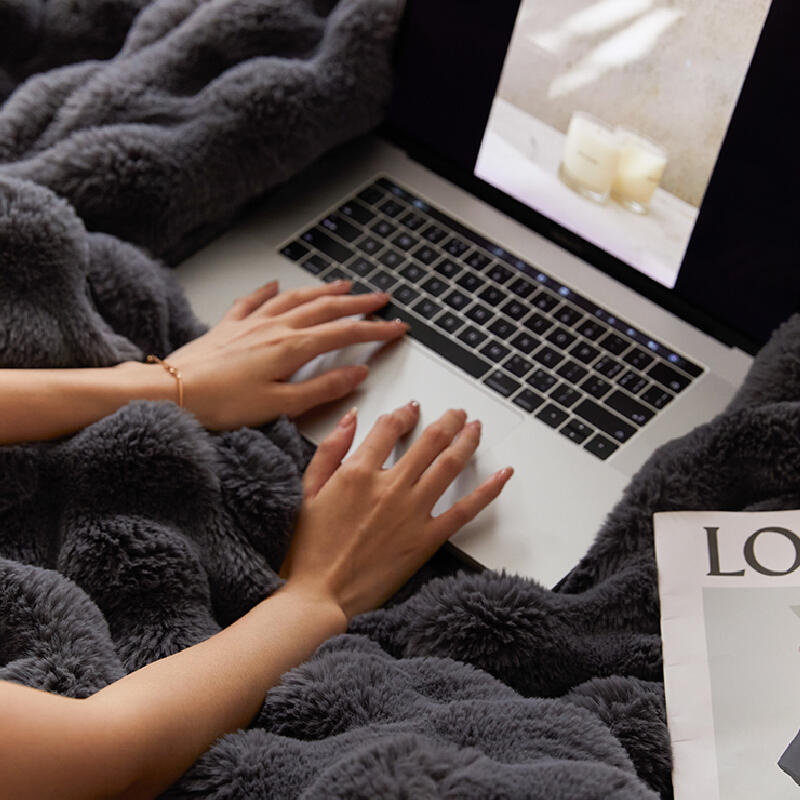 3color marshmallow fur waffle blanket