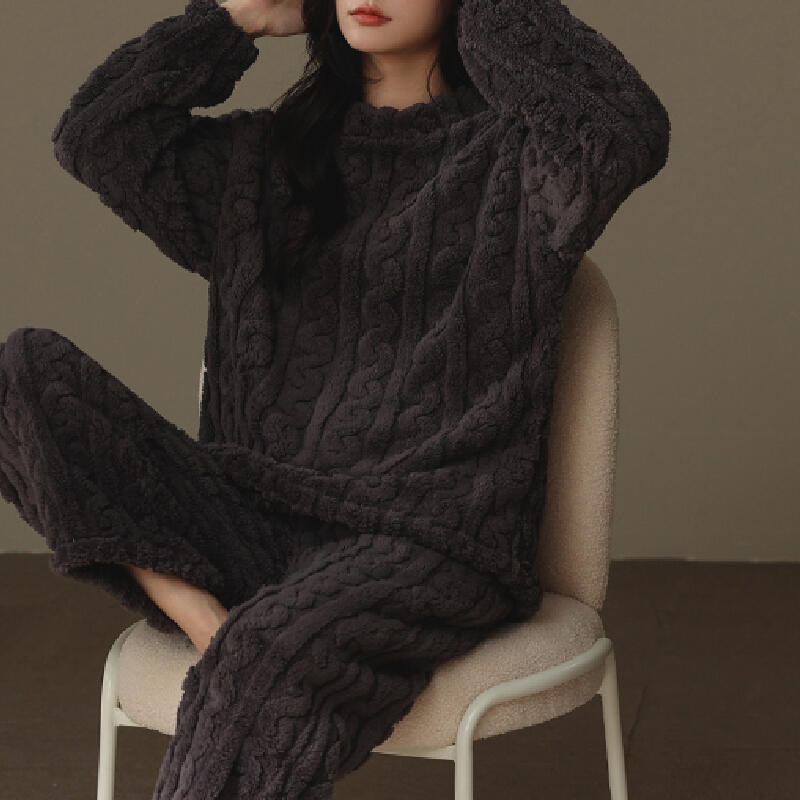 2color sweater pattern fluffy roomwear