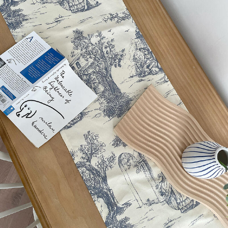 toile de Jouy blue table runner