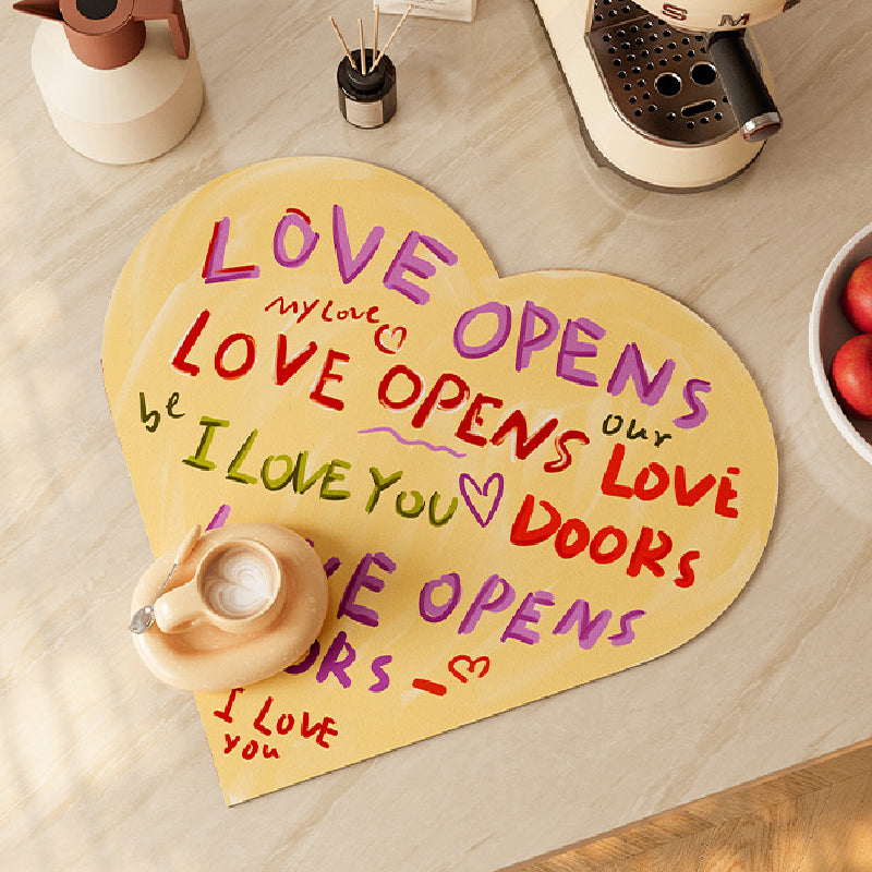 i love you colorful paint sink mat