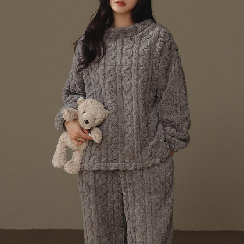 2color sweater pattern fluffy roomwear