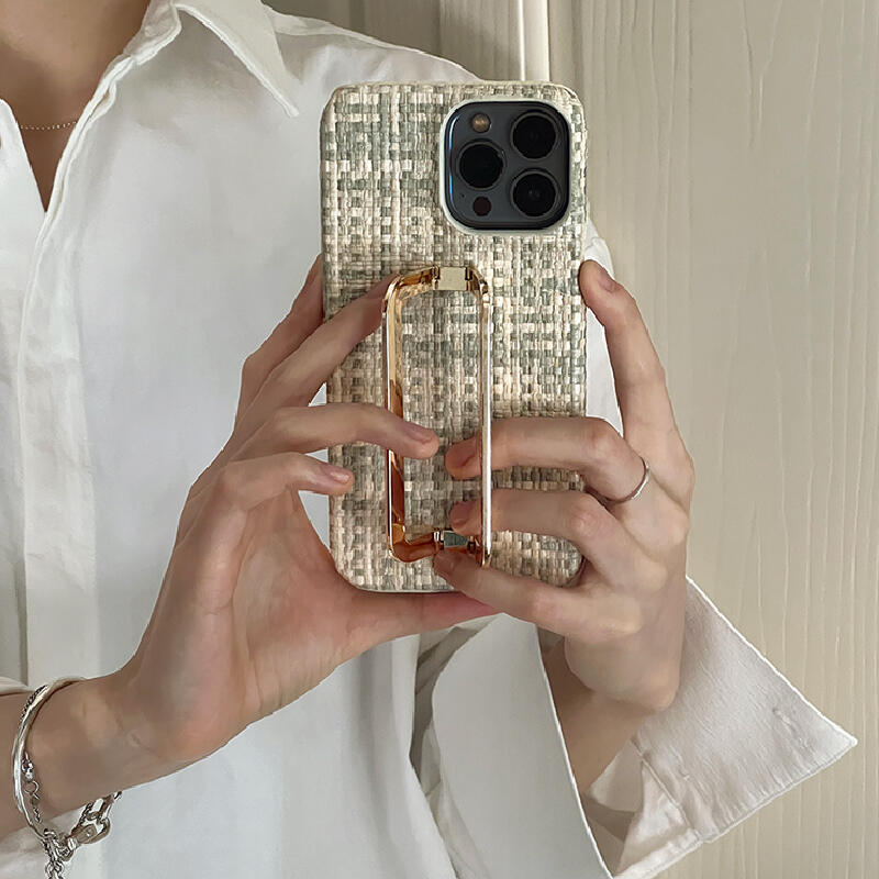 tweed square buckle iPhone case