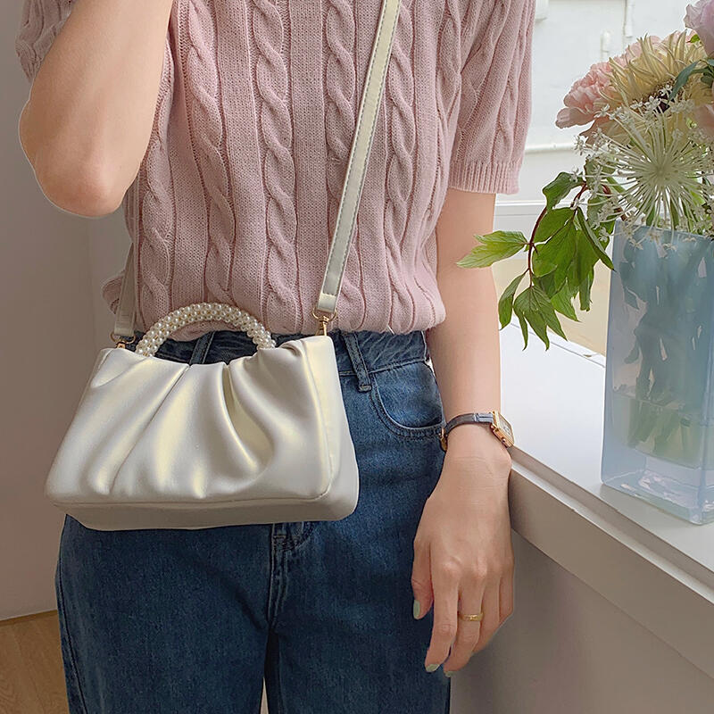 2way leather perl hand bag