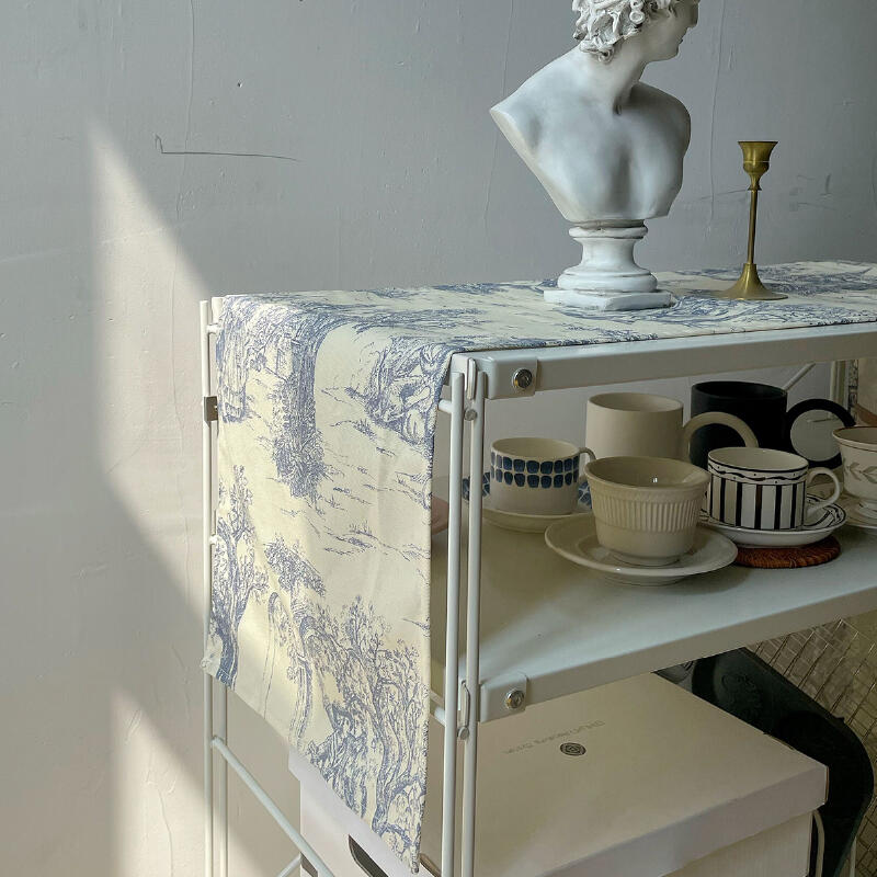 toile de Jouy blue table runner