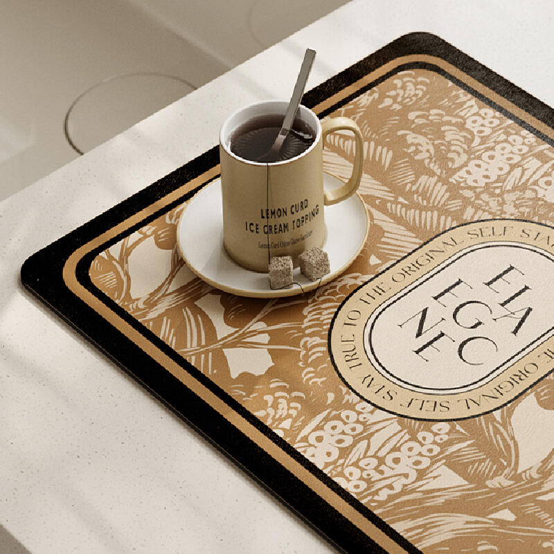 beige elegance logo square sink mat