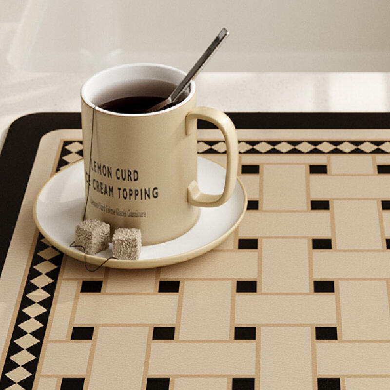 brown retro tile square sink mat