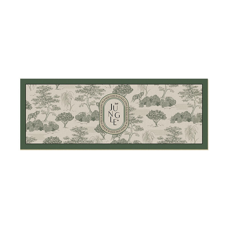 green retro forest kitchen mat