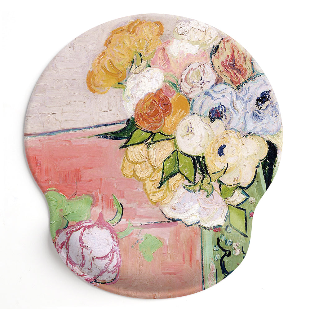 pink flower mouse pad & wrist rest