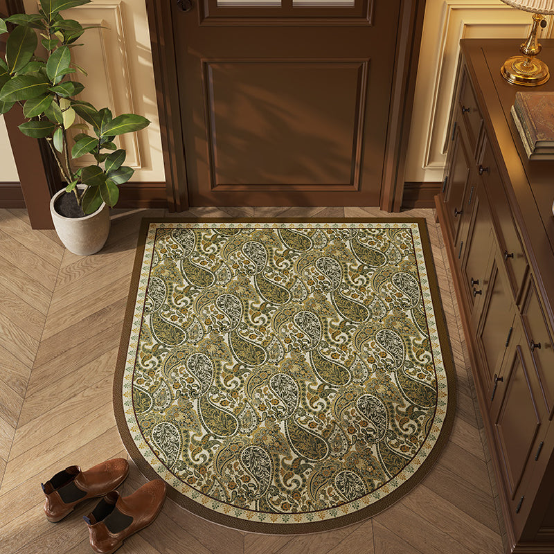green blooming door mat