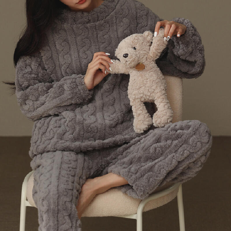 2color sweater pattern fluffy roomwear