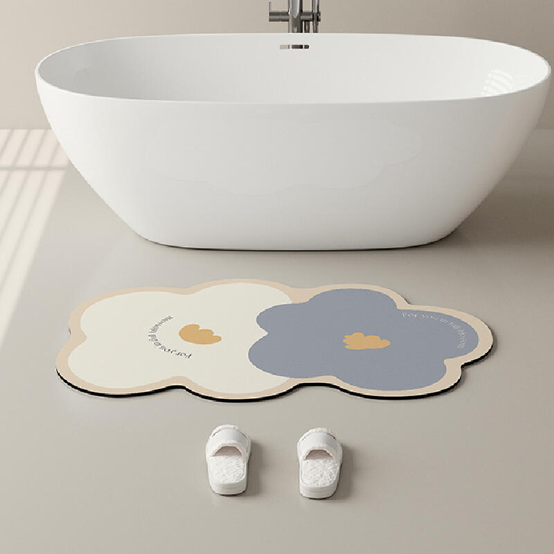 4color two tone flower bath mat