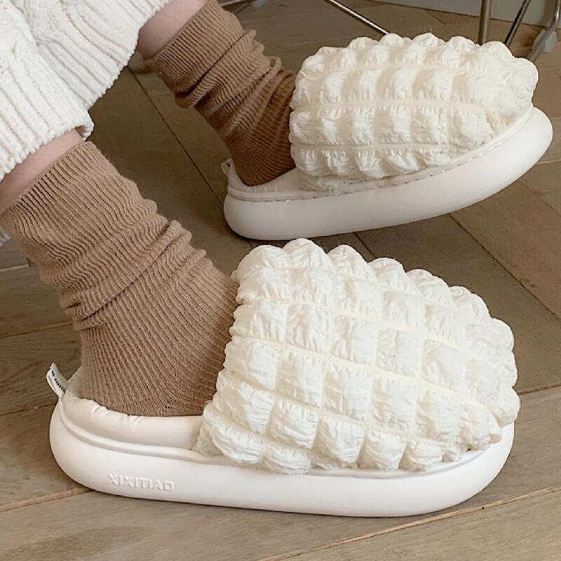 2color quilted down platform roomshoes