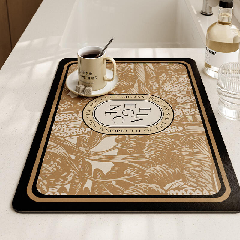 beige elegance logo square sink mat
