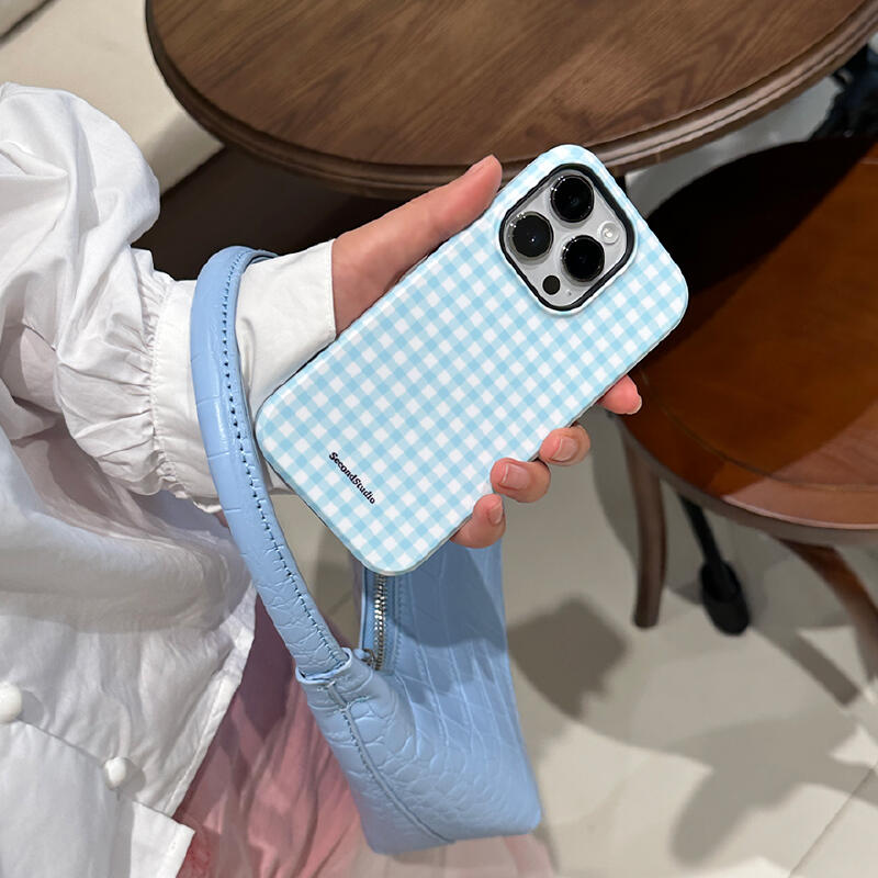 Light Blue check iPhone case