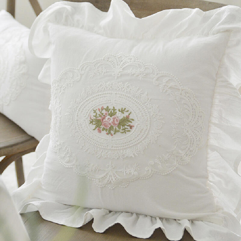 white frill flour square cushion