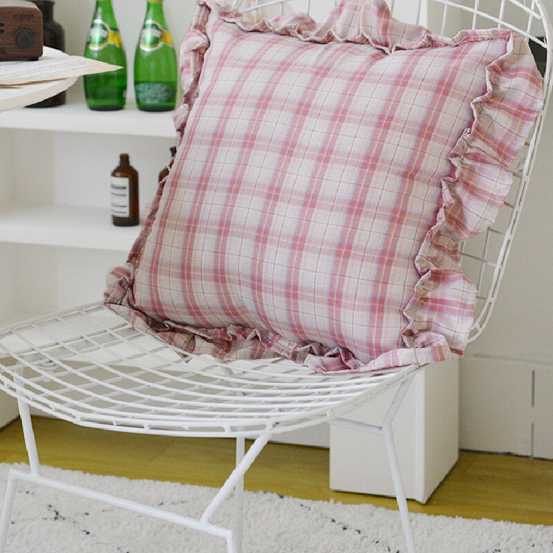 6color frill check square cushion