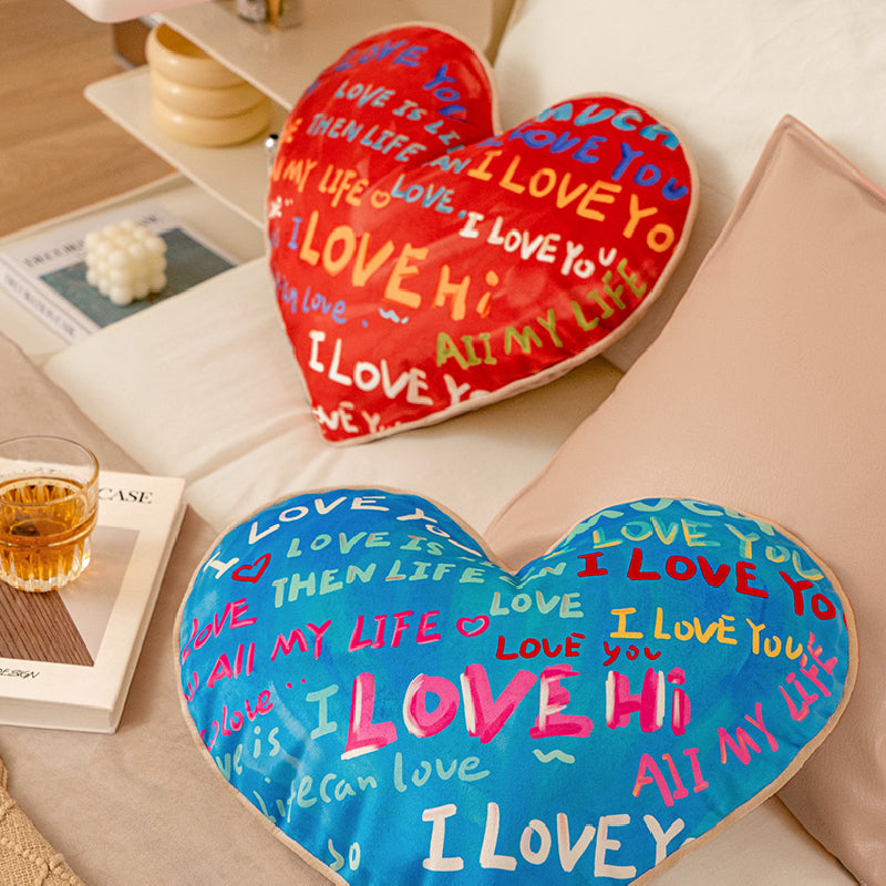 i love you colorful paint heart cushion