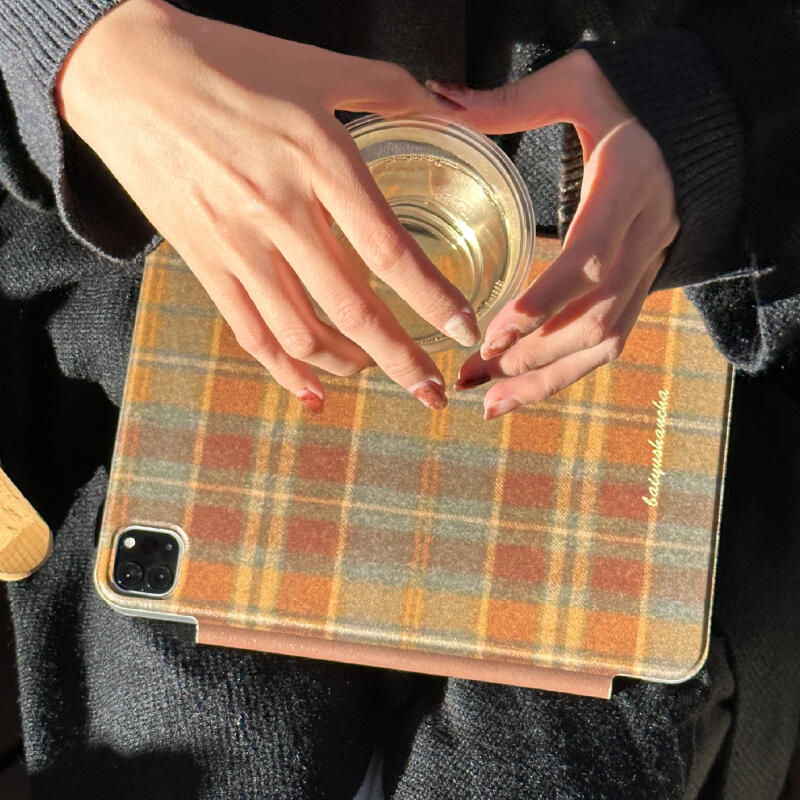 brown check iPad case