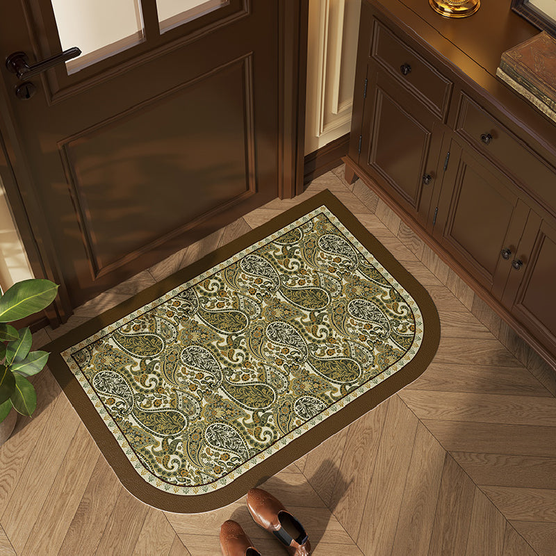 green blooming door mat