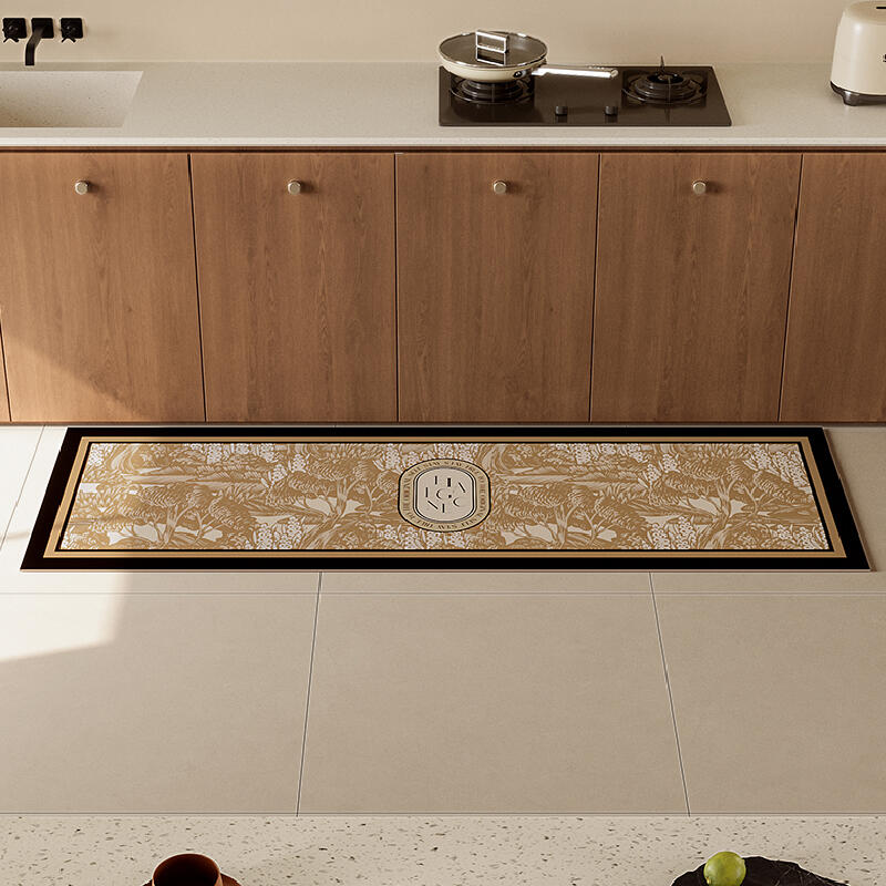 brown elegance logo kitchen mat