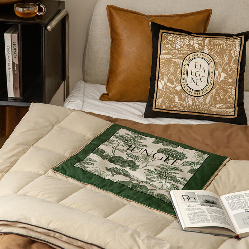 green retro forest 2way quilt cushion