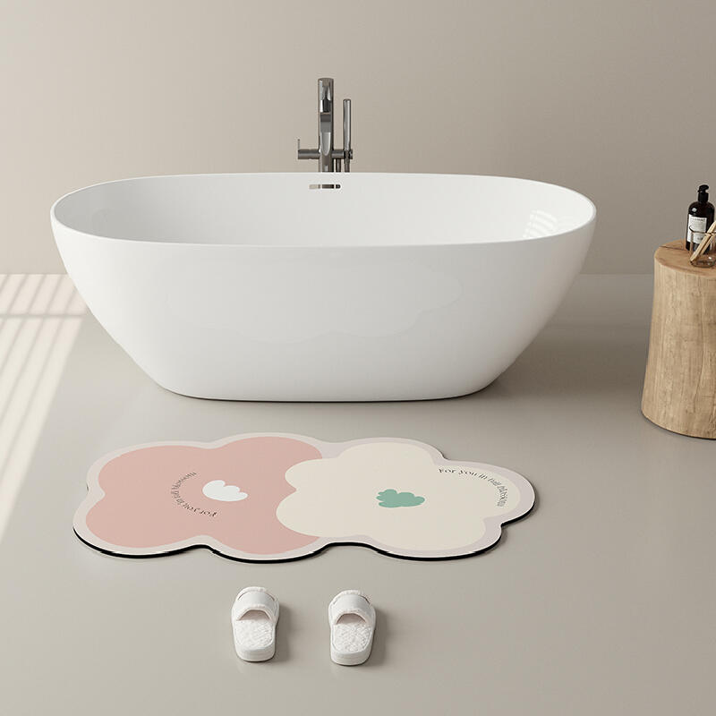 4color two tone flower bath mat
