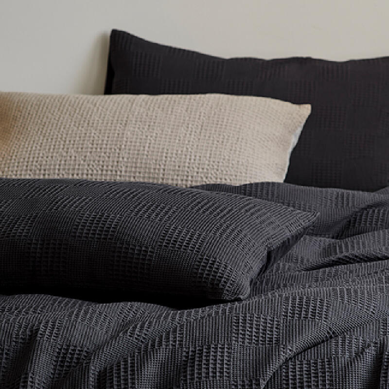 2color waffle cotton plaid bedlinen set